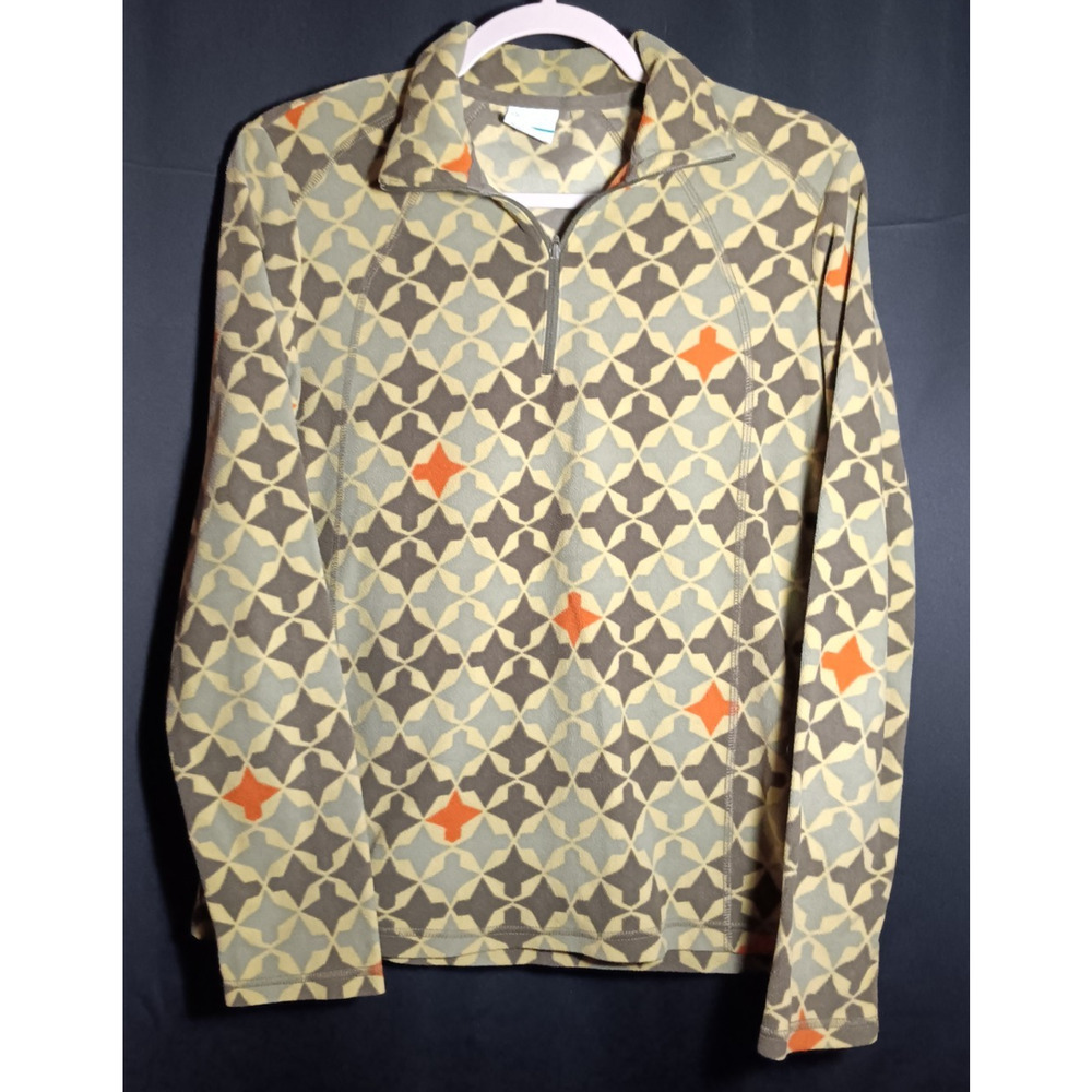 Columbia Women's Medium 1/4 Zip Fleece Pullover Aztec Geometric Print Jacket